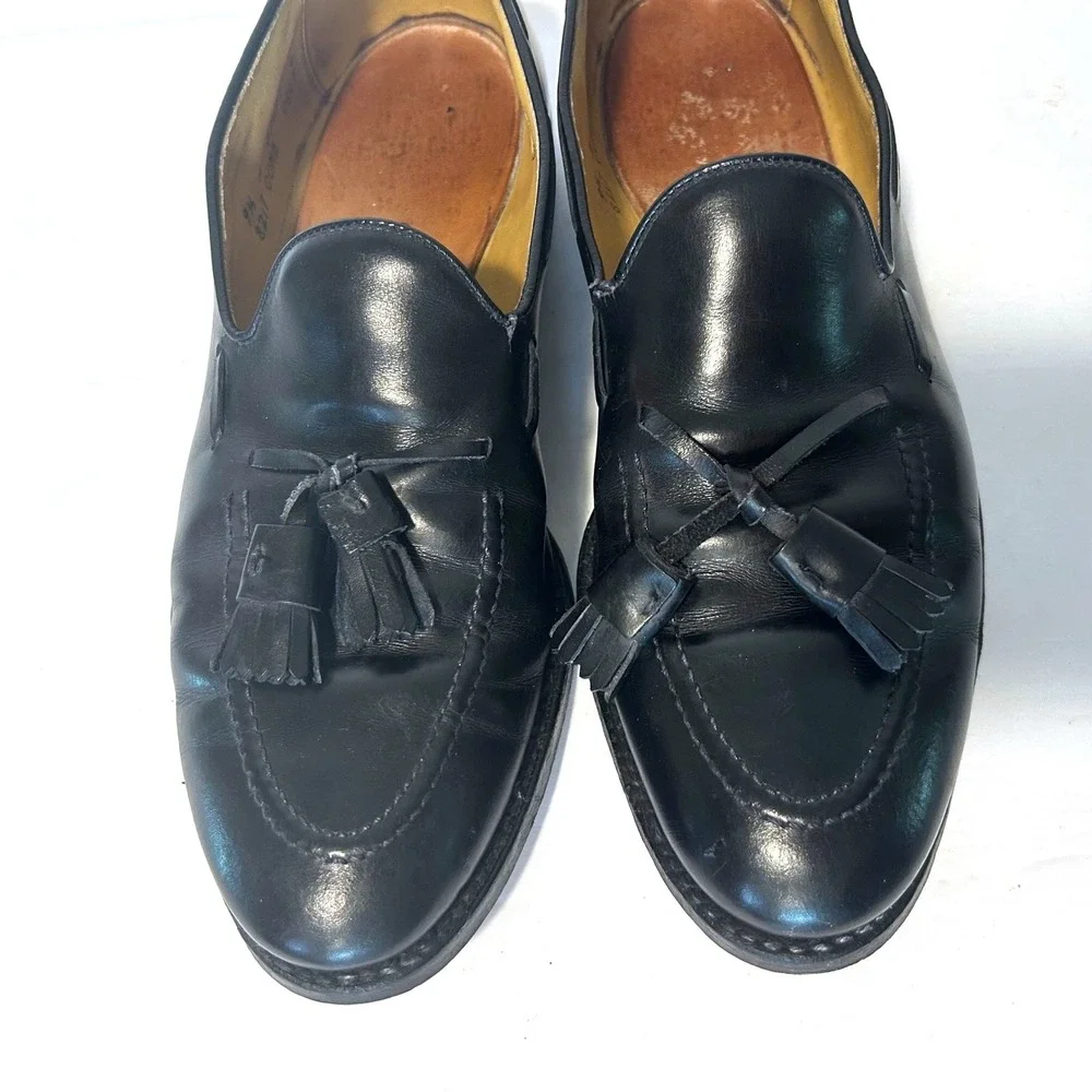 Allen Edmonds Grayson Tassel Loafer Men 9.5 Black Leather Dress Shoes USA Preppy